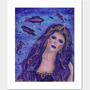 Amethyst purple mermaid by Renee Lavoie Posters and Art